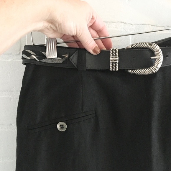 Vintage Y2K Maxi Column Skirt Rayon/Linen Front&Back slit Lined Black Country 12 - Picture 5 of 12